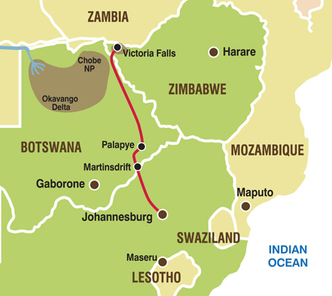 Afrika Safari Transfer: Johannesburg bis Viktoriafälle