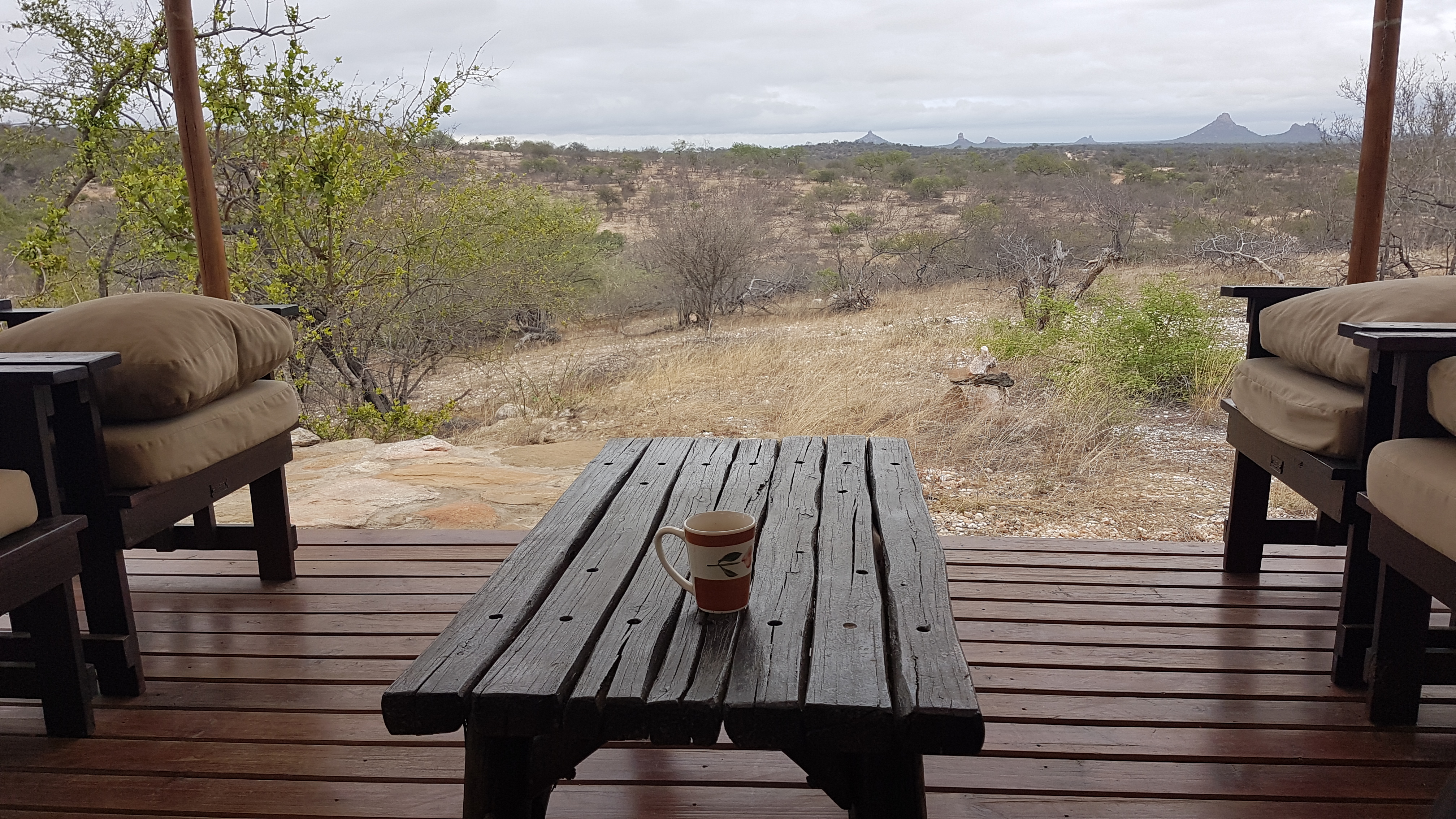 Kruger Park Safari in Südafrika: Ausblick vom Busch Camp